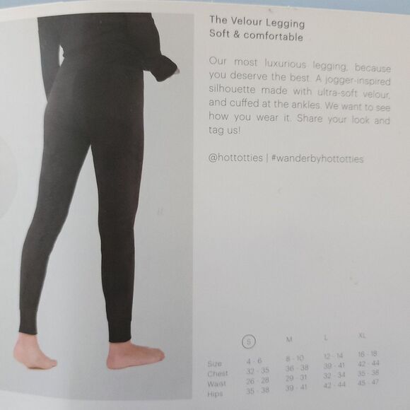 Wander By Hottotties Soft Black Velour Legging Small NWT - Picture 6 of 6